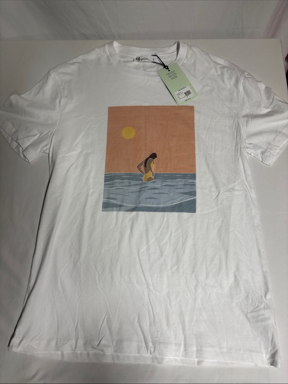 FIG Clothing Men’s S NWT Organic Cotton Ocean Graphic Tee Made Canada